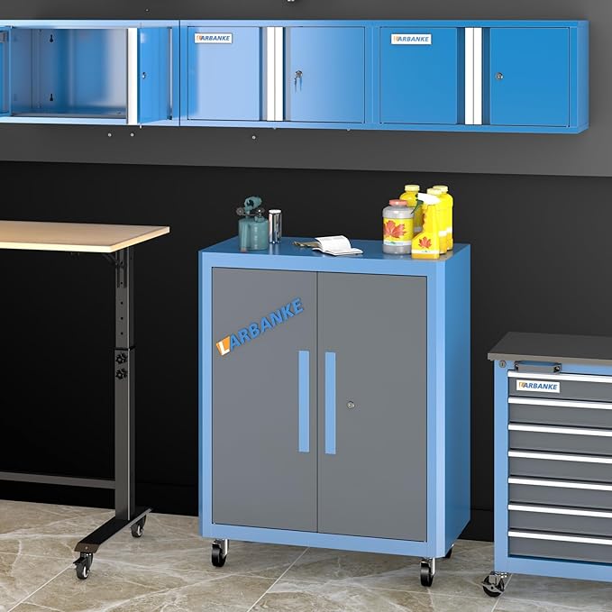 Extra-Large Rolling Tool Cabinet with Rust Resistant Wheels&Foot Pads,Heavy Duty Metal Storage Tool Chest with Adjustable Shelf and Locks,Tool Cabinet for Garage, Warehouse or Office, Easy to Assemble