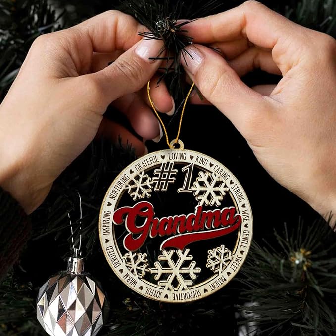 #1 Grandpa Christmas Ornament – Wooden Christmas Tree Hanging Decoration – Best Grandpa Gift, Rustic Holiday Ornament, Stocking Stuffer for Grandfather, Family Keepsake