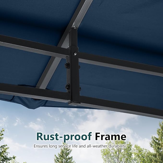 MASTERCANOPY Outdoor Garden Gazebo for Patios with Stable Steel Frame and Netting Walls (10x12,Navy Blue)