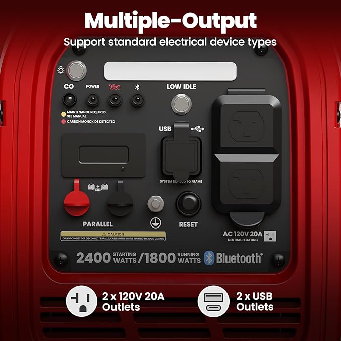 maXpeedingrods 2400 Watt Portable Inverter Generator Gas Powered, Bluetooth? App Remote Data Monitor,Only 33lbs, Compact and Lightweight for Outdoor Camping, Home Use
