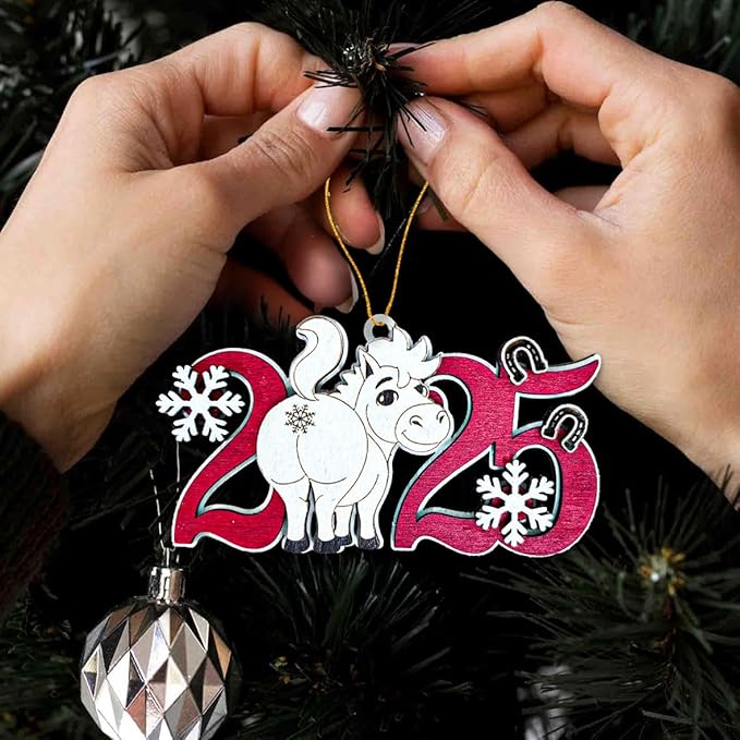 2025 Horse Christmas Ornament – Wooden Holiday Tree Decoration – Cute Horse Keepsake Ornament, Farm Animal Collectible Gift for Christmas 2025