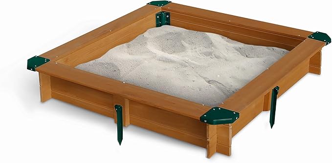 Gorilla Playsets 02-3017 Interlocking Sandbox, Wood, Square, 45.5 W x 45.5 D x 8 H, Brown