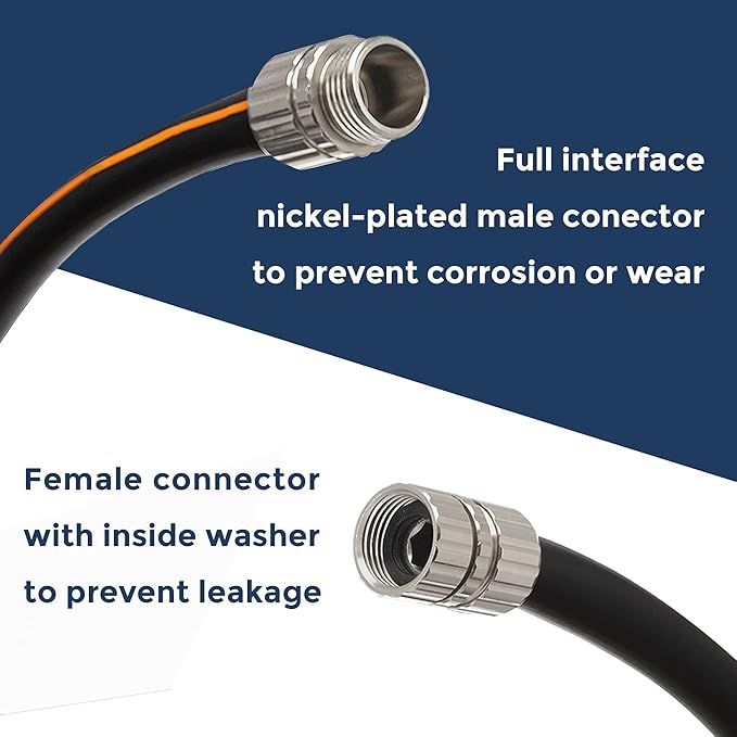 Giraffe Tools Leader Hose 5ft x 5/8, Custom Length, Heavy Duty, No Kink, Flexible, Rubber Garden Hose, Leakproof Water Hose with Male to Female Fittings, 600 Burst PSI