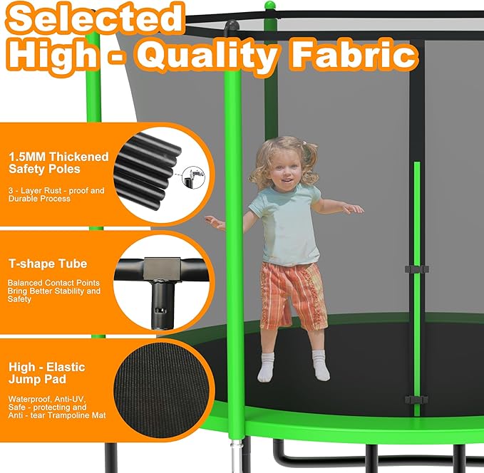 DeepRoar 2026 Upgraded 8FT 10FT 12FT 14FT 15FT 16FT Outdoor Tranpoline for Kids, Big tranpoline with Basketball Hoop, Lights, Sprinkler & Socks, Heavy Duty tranpoline 1500LB, ASTM Approved Tranpoing