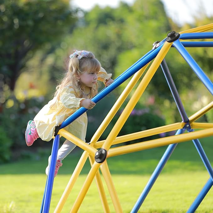 Zupapa New Upgraded Outdoor Geometric Dome Climber with 750LBS Weight Capability,3D Assembly Video,Suitable for 1-6 Kids Climbing Frame (Blue, 9FT)
