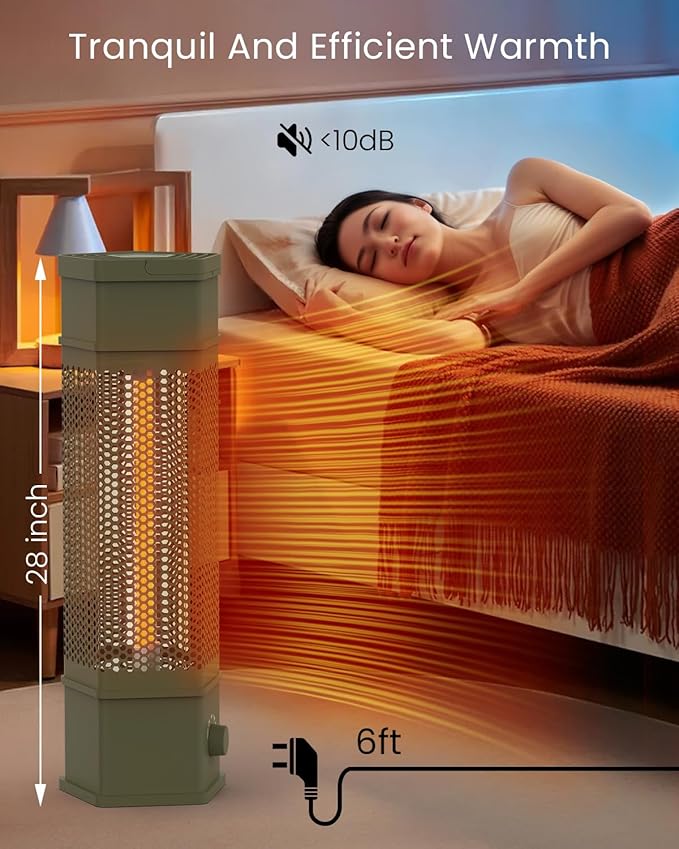 Electric Patio Heater Outdoor Indoor Use, 360¡ÆAll-round Heating, 1500W Infrared Tower Heater, Tip-Over & Overheat Protection Portable Space Heater for Large Room, Backyard, Home