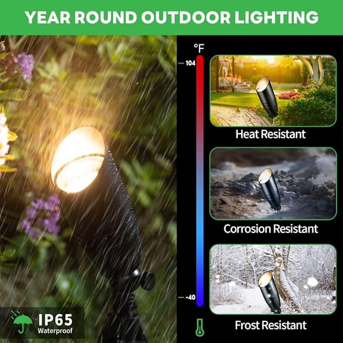 Black Outdoor Uplights, IP65 Modern Design LED Landscape Lighting, Low Voltage Aluminum Spot Light for Tree, Flag, Sign Without MR16 Bulb 10 Pack