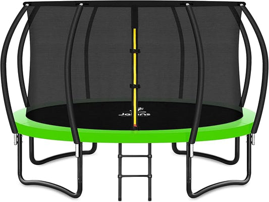 Trampoline 8FT 10FT 12FT 14FT 15FT 16FT, Recreational Trampolines with Enclosure Net and Ladder, Outdoor Anti-Rust Trampolines for Kids and Adults, ASTM Approved