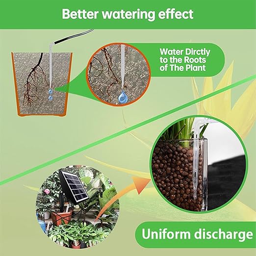 Solar Powered Automatic Drip Irrigation Kit with 15 Drippers - IP67 Irrigation System with Programmable Controller and Anti Backflow Siphon Pump for Garden and Landscape Use