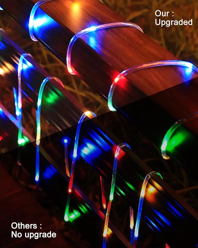 Upgraded 70FT 200 LED Solar Rope Lights, Timer & 8 Modes Trampoline Accessories Solar String Lights, IP65 Waterproof Solar Powered Fairy Lights for Party Garden Yard Tree Camp(Multi Colored)