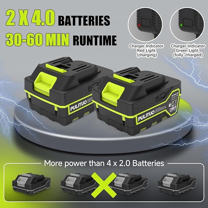Leaf Blower Cordless with 2X 4.0Ah Batteries and Charger, 150MPH/180CFM Lightweight Cordless Blower, 3 Speeds Small Electric Leaf Blowers for Lawn Care, Patio, Yard, Leaves, Grass and Snow