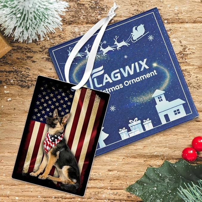 FLAGWIX Christmas German Shepherd Gifts for Women Men - Acrylic Ornaments 2025 for Christmas Tree Decorations - Dog Gifts for Dog Lovers, German Shepherd Gift for Animal Lovers Women