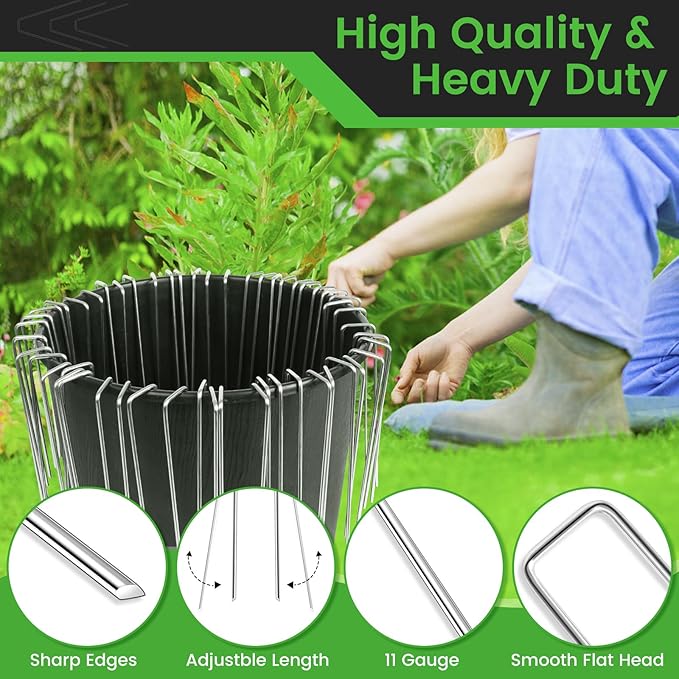 120 Pack 6 Inch Landscape Staples 11 Gauge Heavy Duty Galvanized Garden Stakes, U-Shaped Ground Pins for Weed Barrier Fabric, Drip Irrigation Tubing, Sod, Lawn & Christmas Outdoor Decorations