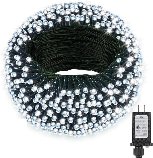 Extra Long 264Ft 800 LED Christmas Lights with Timer, Green Wire Fairy Starry String Lights Plug in, 8 Modes and Memory, forIndoor Outdoor Xmas Tree Wedding Party Decoration,Cool White
