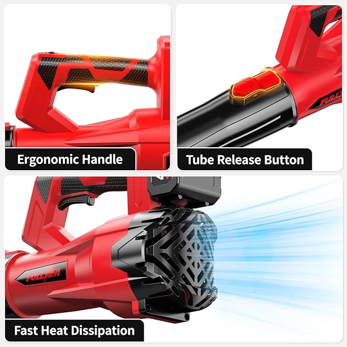 Cordless Leaf Blower, 6 Speed Modes, 500 CFM/150 MPH Leaf Blower Cordless with 3 Tubes & 2x4.0Ah Batteries, Battery Powered Leaf Blowers for Patio, Yard, Sidewalk, Garage Cleaning, Lawn Care