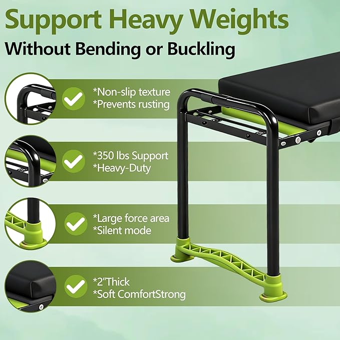 Garden Kneeler and Seat, Heavy Duty Garden Stool with 11 Wide Detachable Kneeling Pad, Foldable Garden Bench Chair with 2 Gardening Tool Pouches, Gardening Gifts for Women, Seniors