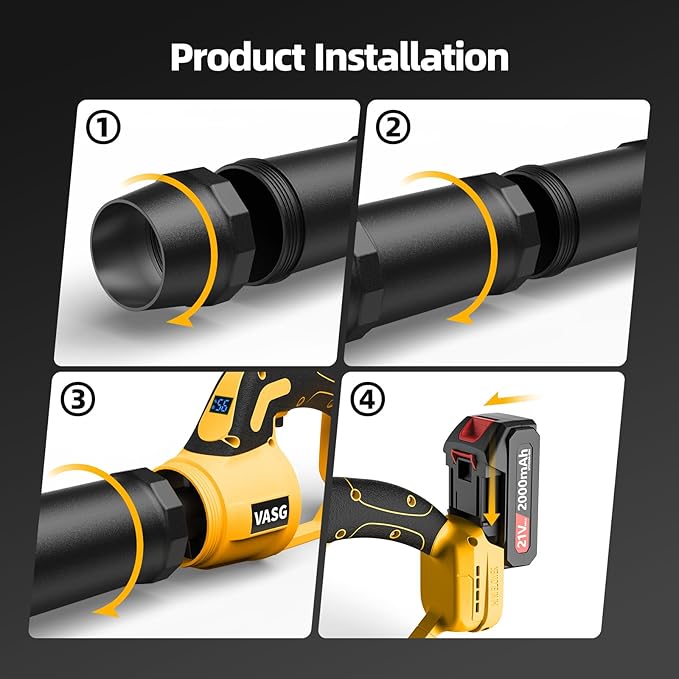 VASG Leaf Blower Cordless ? Lightweight Handheld Electric Leaf Blower with Variable Speed, 21V 3¡¿2.0Ah Batteries & Fast Charger for Effortless Lawn, Yard, Garden, Patio, Driveway & Leaf Cleanup