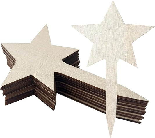 100 Pcs Wood Plant Labels, Natural Wooden Plant Marker Garden Sign Tags, Star Type Garden Markers for Succulents, Herbs, Seedlings, Potted, Flowers, Vegetables (Star)