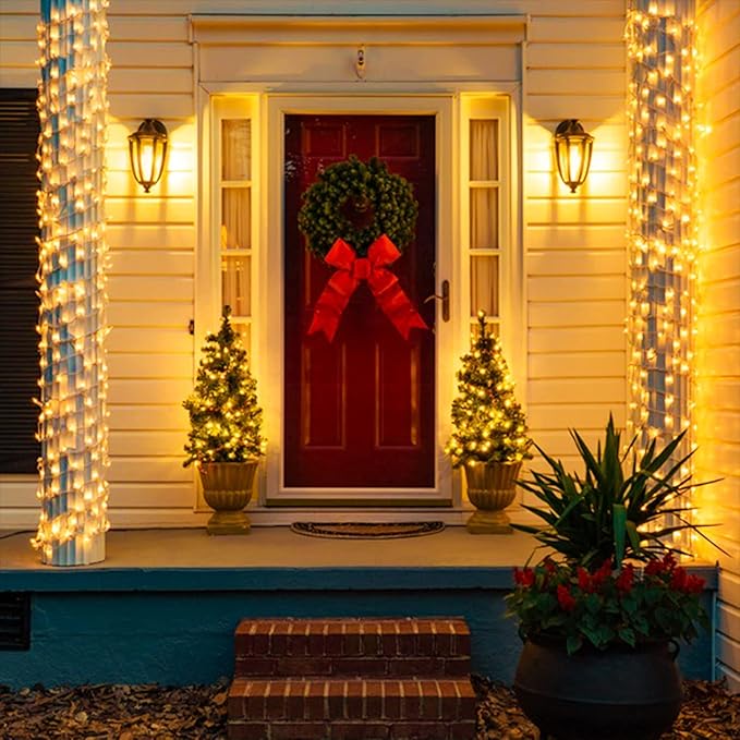JMEXSUSS 500 LED Warm White Christmas Lights Indoor Outdoor, 163ft Clear Wire Plug-in String Lights Bedroom, 8 Modes Remote Control Christmas Tree Lights for Christmas Bedroom Tree Classroom