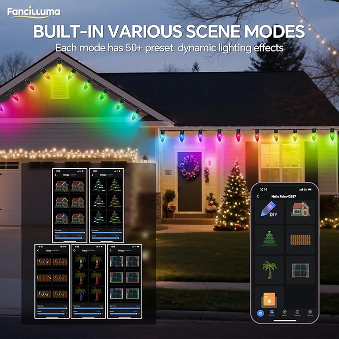 Smart C9 Christmas Lights Outdoor, 132FT 200 LED RGB Color Changing Christmas Lights, APP Remote Controlled Music Sync Waterproof Connectable String Lights for Indoor Outdoor Xmas Decor