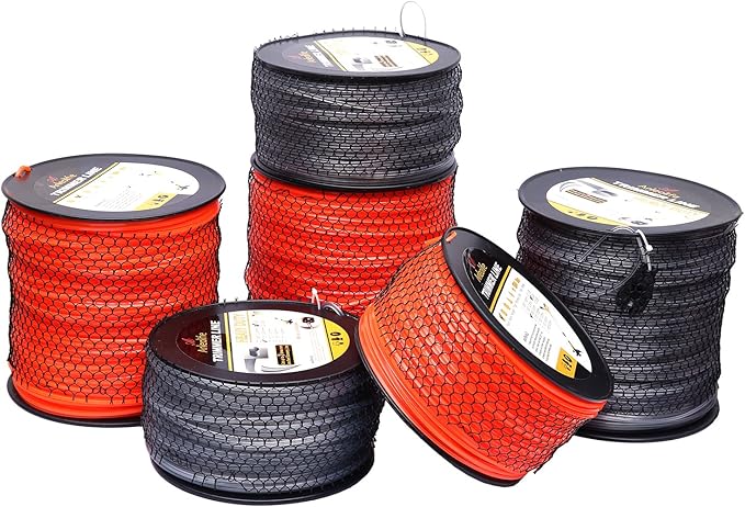 A ANLEOLIFE 5-Pound Commercial Square .095-Inch-by-1280-ft String Trimmer Line in Spool,with Built-in Line Cutter, Orange