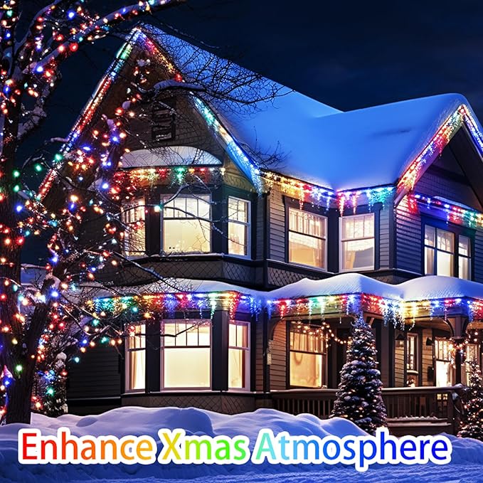 403 FT 1000 LED Christmas Lights Outdoor Fairy Lights Plug In Extra Long String Lights Clear Wire Waterproof 8 Modes Timer for Outside House Tree Garden Yard Wedding Party Decorations-Multicolored