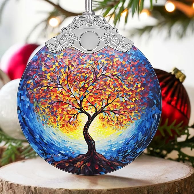 Tree of Life 2025 Christmas Ornaments - Christmas Tree Ornaments, Stained Glass Holiday Decor for Tree & Gift Exchange