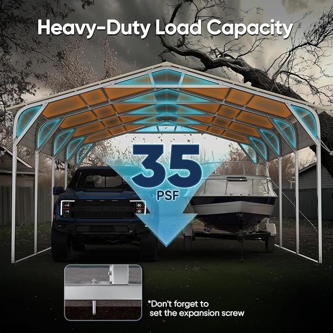 Quictent Heavy Duty 20x20 FT Vertical Roof Metal Carport, Pre-Drilled All Weather 2 Car Shelter for RV, Vehicles & Farm Equipment