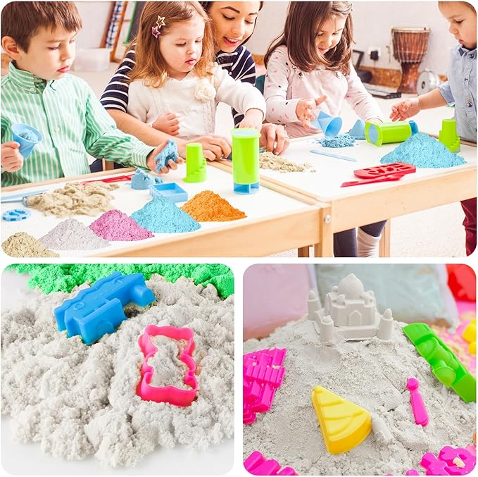 NiToy FlexiSand Value Pack 11lbs of Moldable Self-Sticking Sand, Never Dries Out-Fun for 3 Years and Up Kids Bulk Refill for Sensory Sand Box Toys, Ideal for Shaping, and Molding (White)