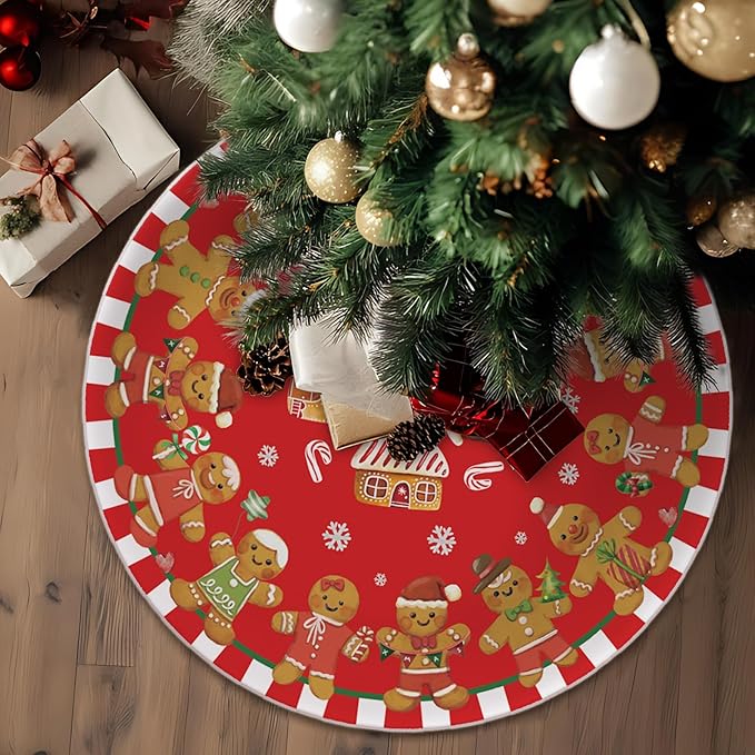 48 Inch Christmas Tree Skirt – Holiday Tree Mat for 6 to 7.5 Ft Trees, Durable & Soft Christmas Decorations for Home, Living Room, Party, Winter Xmas Holiday Decor