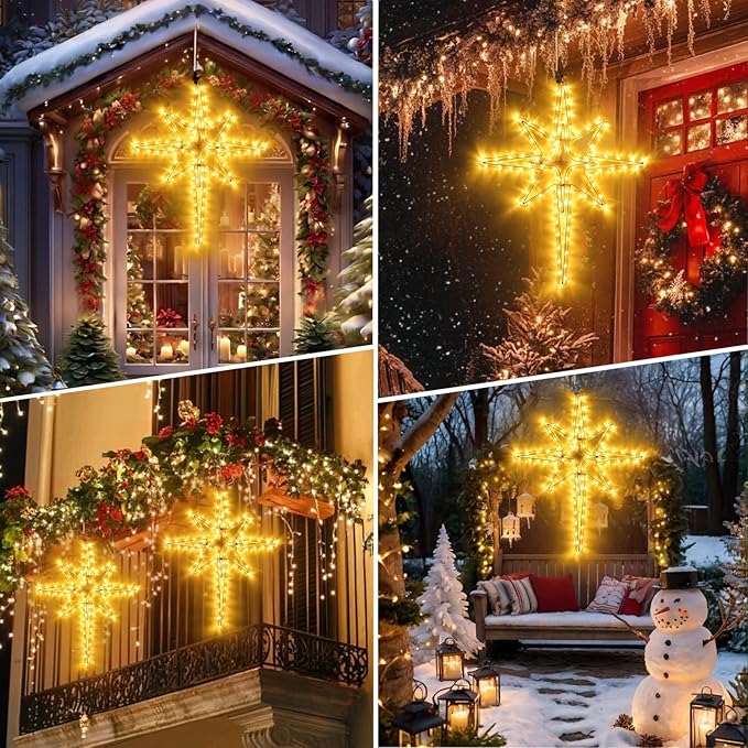 22" Bethlehem Star Outdoor Christmas Lights 90 LEDs Christmas Tree Lights Hanging Lights Mains Powered Polaris Christmas Decorations,Star of Bethlehem Lights for New Year Holiday Wedding Party Decor