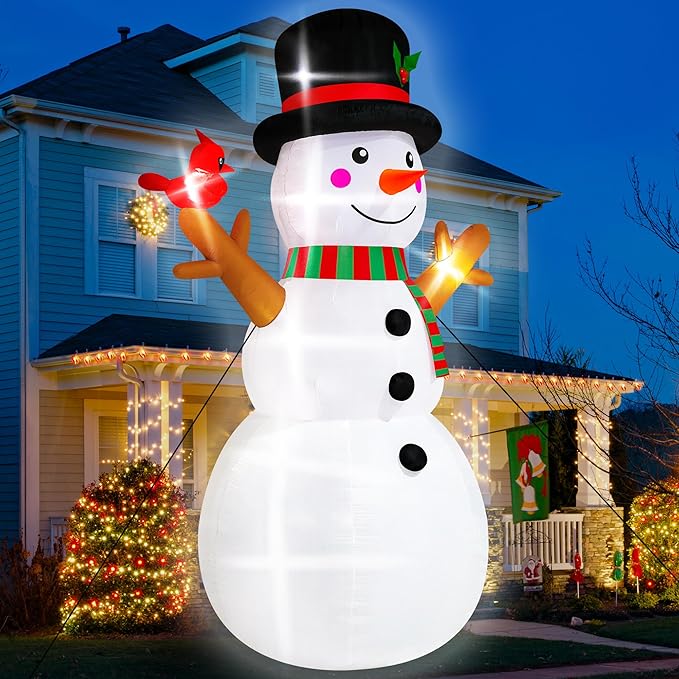 15FT Christmas Snowman, Huge Blow Up Snowman Inflatable Decor, Lighted Xmas Inflatables for Lawn Yard Holiday Party