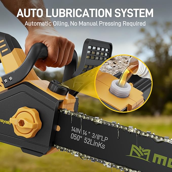 Cordless 40V 14 Chainsaw Compatible with Dewalt 20V MAX Battery, Electric Handheld Power Chain Saw w/ 1700W Brushless Motor, 40 Ft/s, (2) 4.0Ah Battery, Auto Oiler for Tree Wood Cutting Trimming