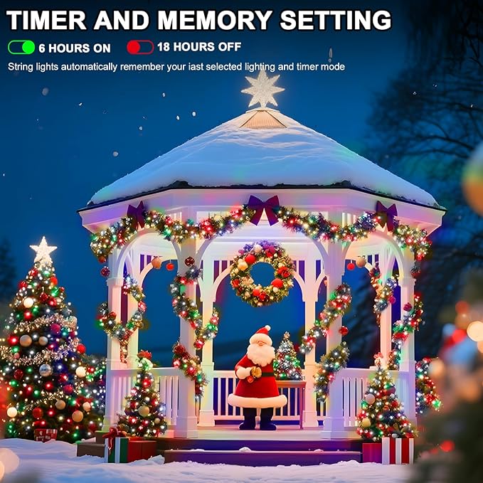 393 FT Christmas Light 1000 LED Xmas Lights Outdoor Christams String Lights Waterproof 8 Modes & Timer, Fairy Lights Plug in for Weeding, Patio, Party, Holiday,Christmas Decor