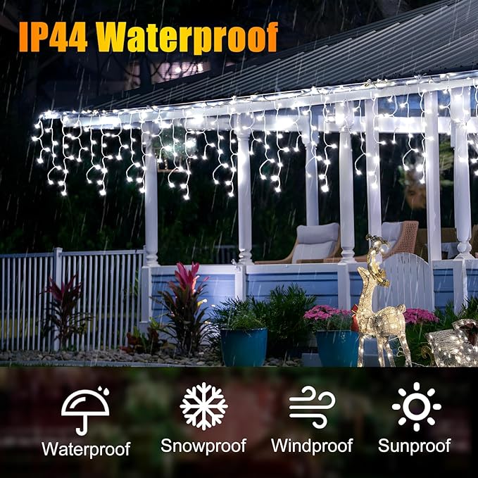 128 Functions 16 Colors Christmas Lights with 504 LED 52FT Timer Christmas Lights Outdoor 8 Modes Waterproof Plug in for Holiday Home Garden Decorations