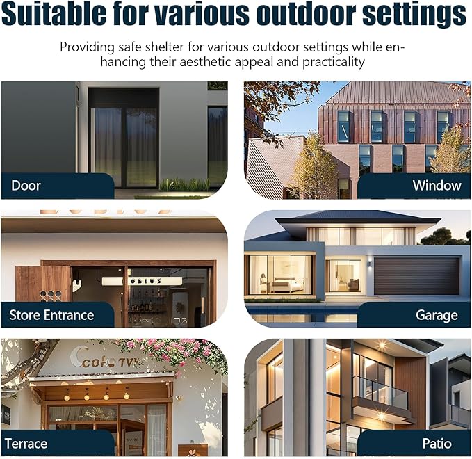 Awning for Outside, 40x120 UV-Resistant Rain and Snow-Proof House Overhang Canopy, Polycarbonate Door Awnings Exterior for Outdoor Patio, Porch, Deck, Window
