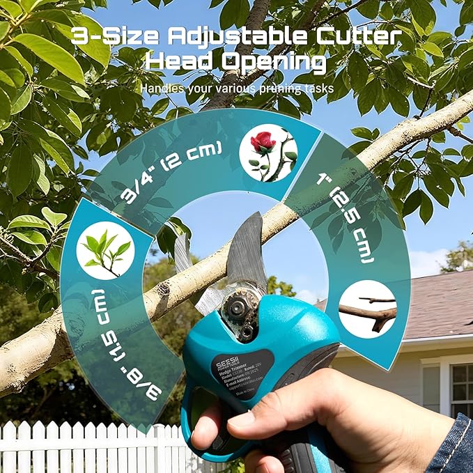 SEESII Electric Chainsaw Trimmer Pruner: 3-in-1 Cordless Chainsaw, Hedge Trimmer, Pruning Shears with 2¡¿ Rechargeable 4000mAh Batteries, Garden Tool Kit for Tree Trimming and Branch Cutting