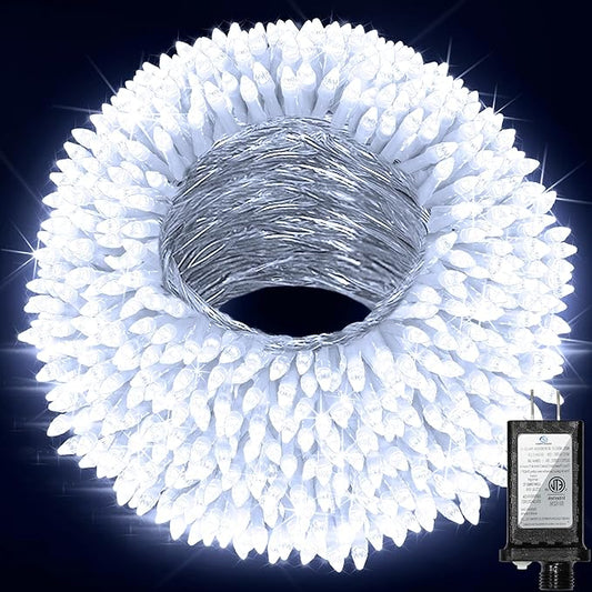 470ft Outdoor Christmas Lights, 1500 LED Super Long String Lights 12 Modes & Timer Memory, Dimmable Outsite Waterproof Light Strings for Xmas Tree Garden Wedding Party Holiday Decorations Cool White
