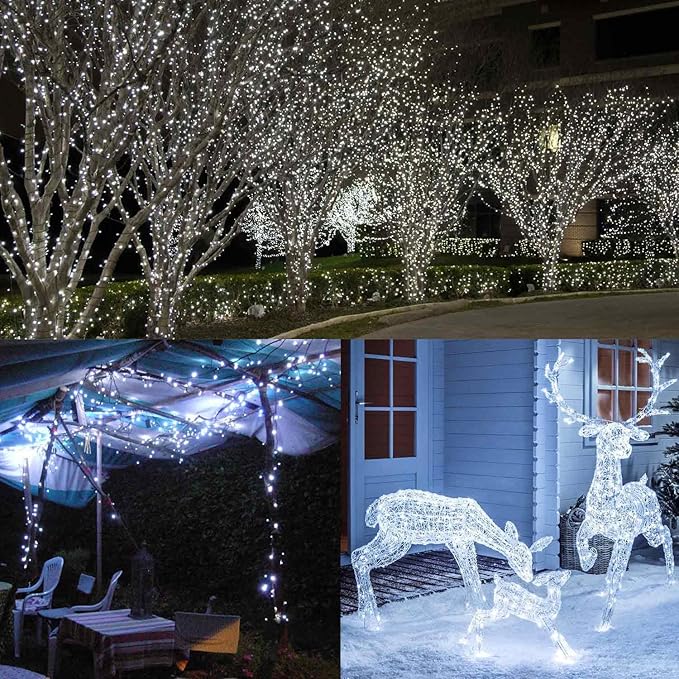 Toodour Christmas Lights Outdoor, 328ft 1000 LED String Lights, Timer, Waterproof 8 Modes Outdoor Christmas String Light - Twinkle Light for Tree Home Garden Yard Wedding Party Xmas Decor(White)