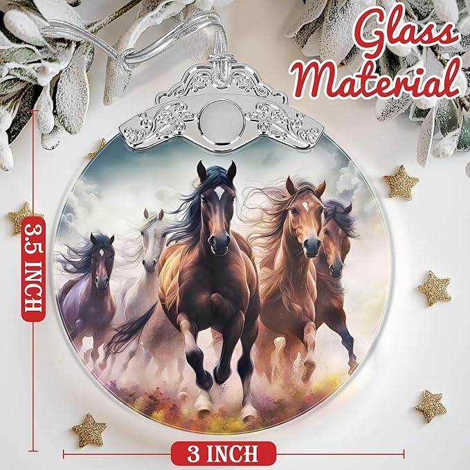 2025 Ornaments for Christmas Tree - Stained Glass, Holiday & Christmas Tree Decoration Gift Ideas - Horse Theme