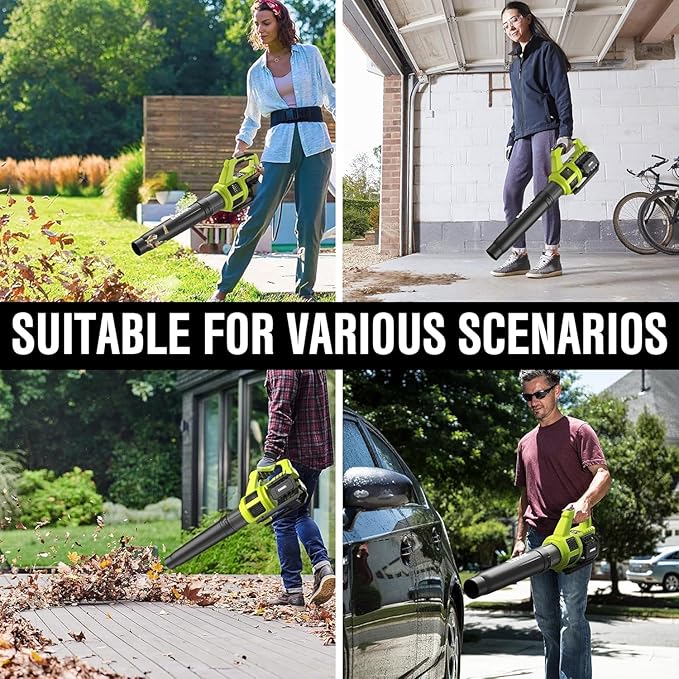 Leaf Blower Cordless 20V Powerful Electric Leaf Blower with 2x4.0Ah Batteries and Charger, Variable-Speed, Lightweight Battery Powered Leaf Blowers for Lawn Care, Patio, Blowing Leaves, Dust