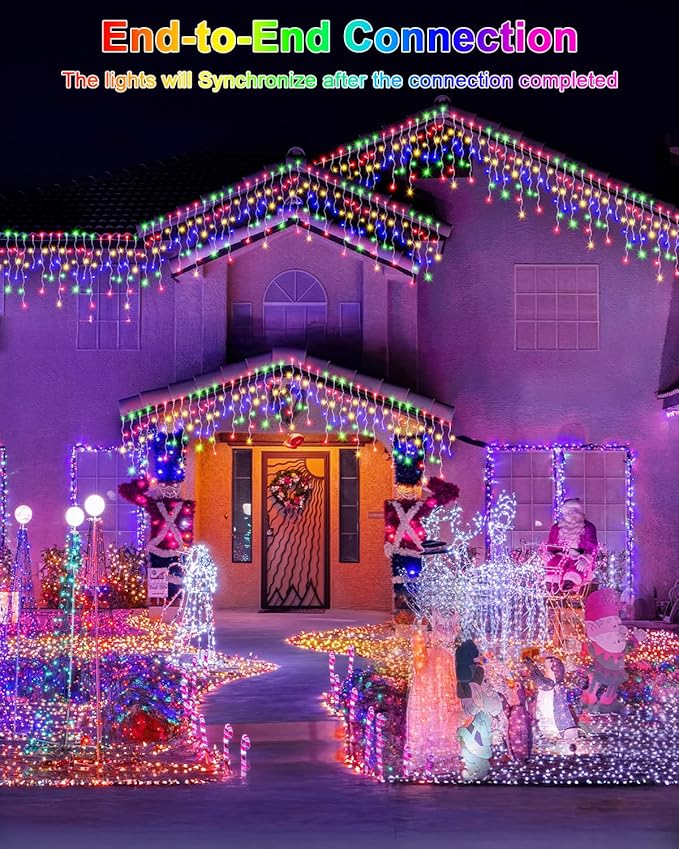 2 Pack 53FT 486 LED Christmas Lights Outdoor, Plug in Waterproof Christmas Lights for Outside, Timer & Memory, 8 Modes Hanging Fairy Light for House Eaves Yard Patio Decorations,Multicolor