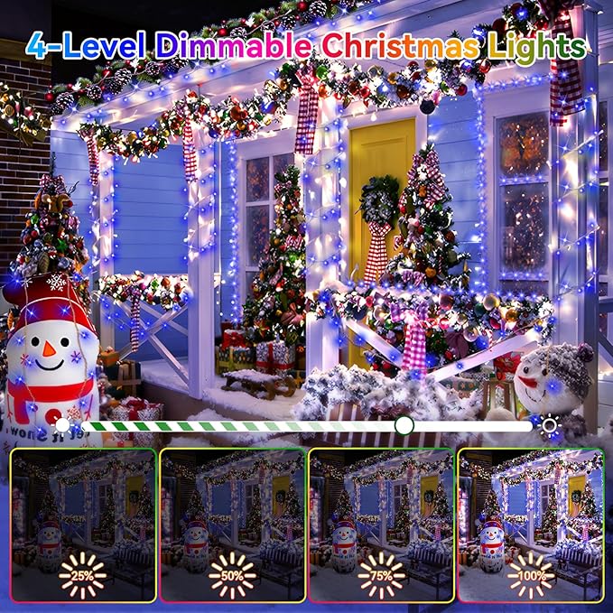 Heceltt Christmas Lights Outdoor, 522FT 1300 LED String Lights with 8 Lighting Modes, Timer Memory Twinkle Fairy Lights Waterproof Plug in for Xmas Tree Wedding Party Holiday Decor(Blue)