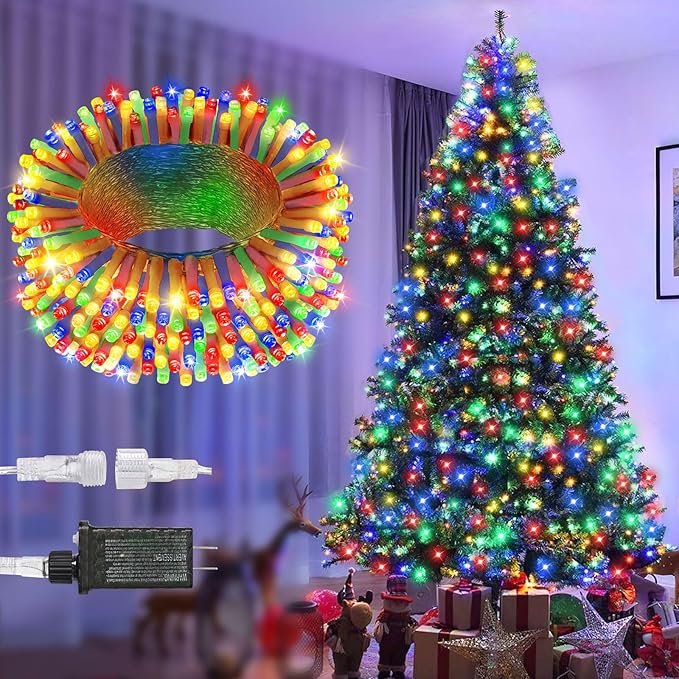125 FT 380 LED Multicolor Christmas Lights, Extra Long Outdoor String Lights Waterproof, Timer & Memory, 8 Modes Dimmable Plug in Fairy for Classroom Decor Outside Tree Wedding Patry
