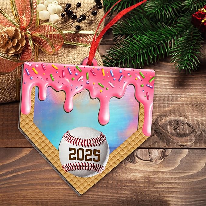 FLAGWIX Baseball Ornaments for Christmas Tree - 2D Flat (Not 3D) Suncatcher Christmas Ornaments 2025 - Baseball Gifts for Sporty Girls, Baseballs Player Gifts for Teen Girls Daughter Granddaughter