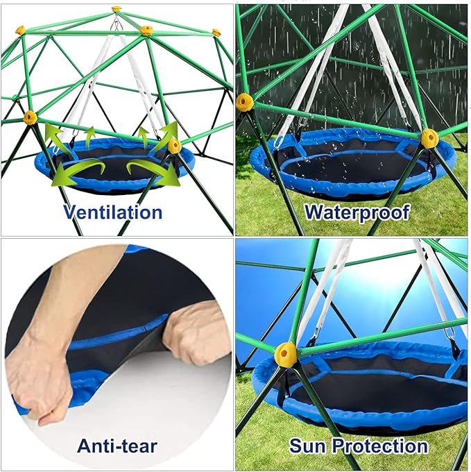 10FT Kids Climbing Dome Playground, Dome Climber Supporting 1000LBS with Rust & UV Resistant, Jungle Gym Outdoor for Kids 3 to 8 Backyard, Much Easier Assembly, Green