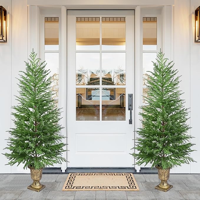 5FT Artificial Potted Norfolk Christmas Tree, 1-Pack Norfolk Pine Tree,Faux Christmas Tree Fake Potted Plants for Indoor Outdoor Home Front Porch Christmas Decor