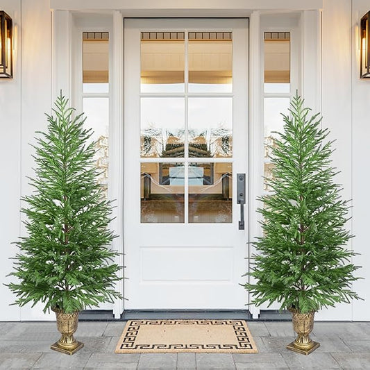 5FT Artificial Potted Norfolk Christmas Tree, 1-Pack Norfolk Pine Tree,Faux Christmas Tree Fake Potted Plants for Indoor Outdoor Home Front Porch Christmas Decor