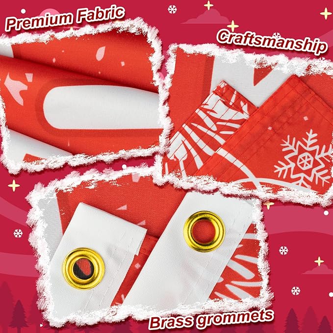 XIFAN Christmas Flag Double Sided 3x5 FT Outdoor, Large Merry Christmas and Happy New Year Banner with Snowman Christmas Tree, Gift Wall Winter Decoration