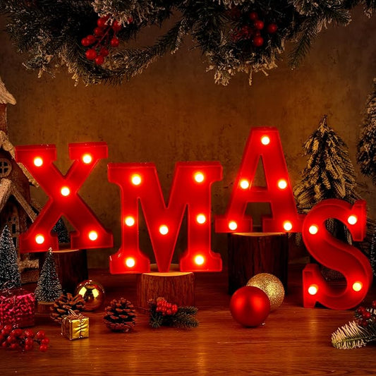 VIHOSE LED Letter Lights Sign - Battery Powered Letter Lights for Home Bar, Bedroom, Tabletop Decoration - Gift (Xmas)